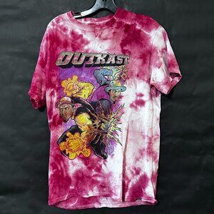 Outkast Shirt Tie Dyed Cotton Red Tee T-shirt Size Medium Tied Dye Rap